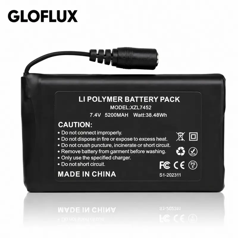 7.4V 5200mAh 충전식 리튬 폴리머 배터리 팩 가열 의류용