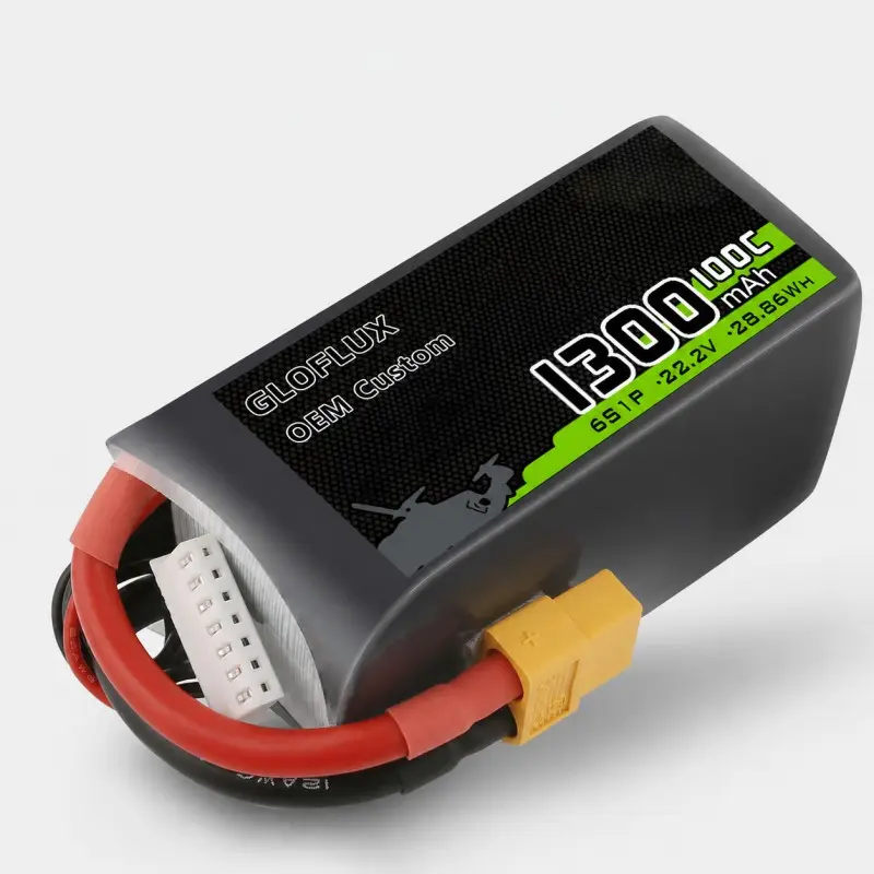 FPV 드론과 Cinewhoop 항공기용 1300mAh 100C 6S 22.2V LiPo 배터리
