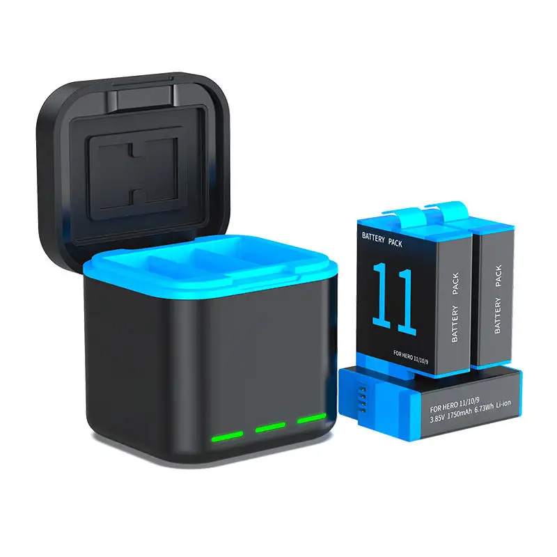 GoPro Hero 9, Hero 10, Hero 11 액션 카메라용 1750mAh 완전 디코딩 리튬 이온 교체 배터리.