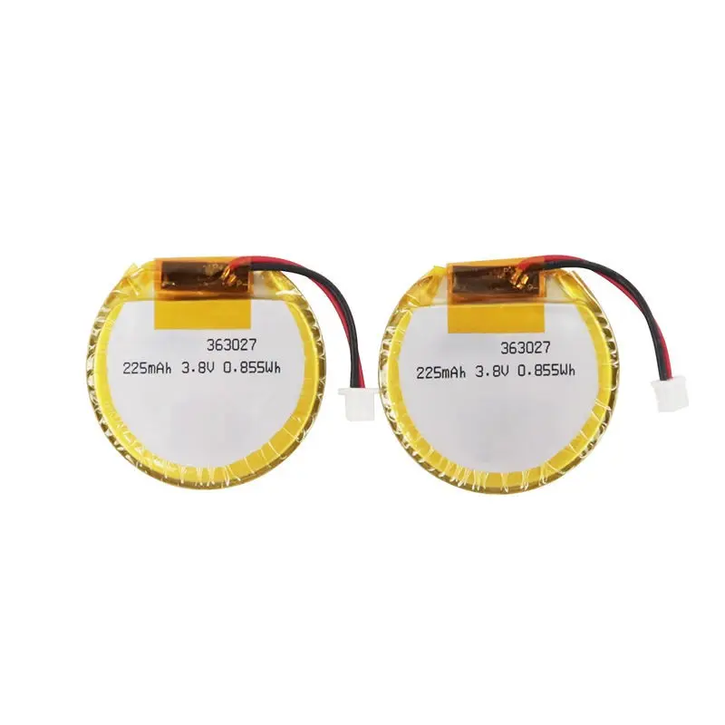3.7V 225mAh 363027 스마트 웨어러블 기기용 둥근 Li-폴리머 배터리