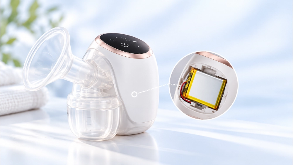 Wearable breast pump battery with compact lithium battery design