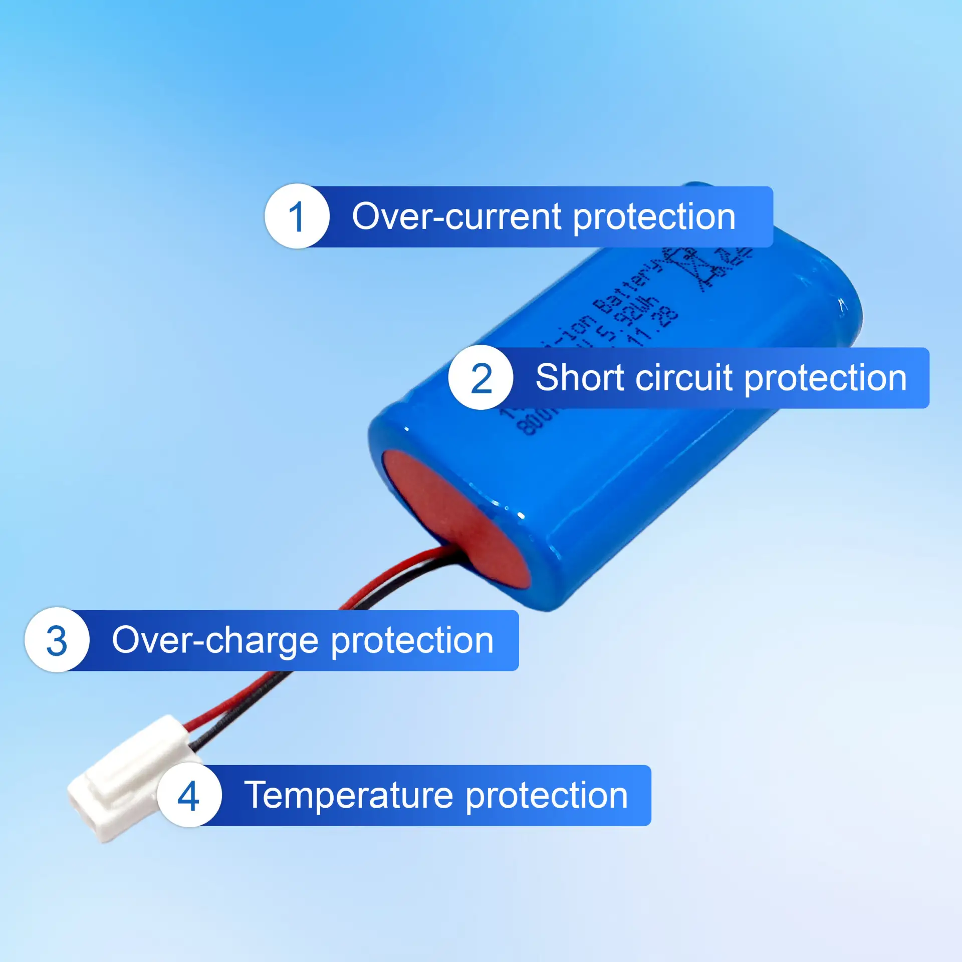 Rechargeable 14500 2S1P Lithium-ion Battery Pack 7.4V 800mAh