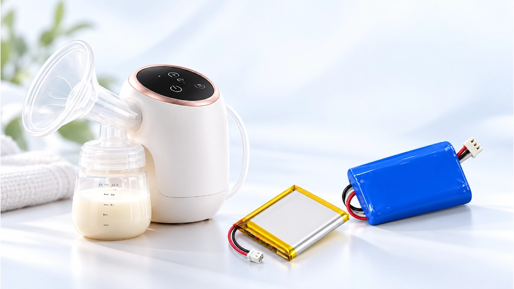 Breast pump lithium battery comparison showing LiPo and 18650 packs